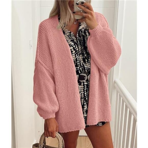 Womens Oversized Cardigan Sweaters Light Pink - Picture 4 of 6